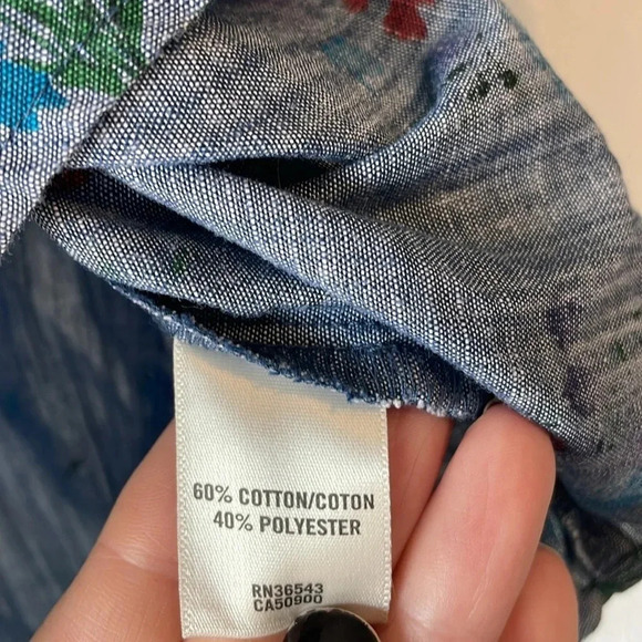 Van Heusen XS chambray with floral print bell sleeve top - Picture 4 of 5